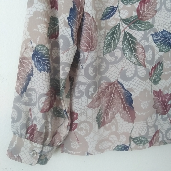 Vintage Allison Daily Petites Fall Leaves Blouse, 8P - Picture 3 of 10